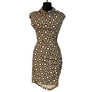 Maya cowl-neck ruched dress Geometric